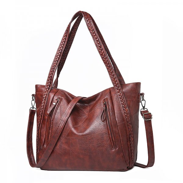 Tote bag large-capacity stitching soft leather shoulder bag