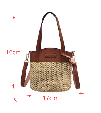 Fashion Straw Bag One-Shoulder Messenger Bag Portable Beach Bag